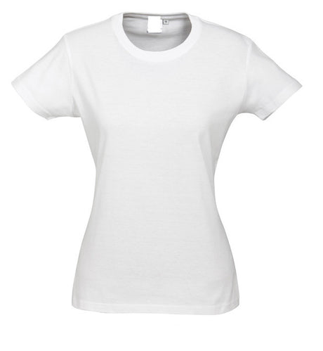 Womens PLAIN T-SHIRT 100% COTTON Tee Short Sleeve Basic Ladies Top Blank - White - XS (8)