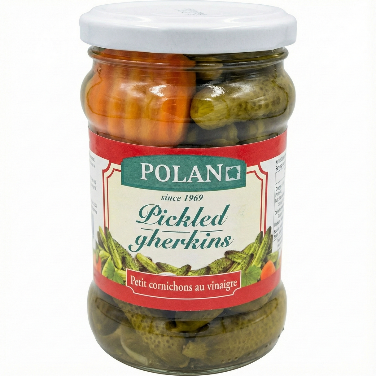 280g Polan Pickled Cucumbers Gherkins Cornichons in Vinegar in Glass Jar - Product of Poland