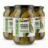 3x 860g (2.58kg) Polan Pickled Dill Cucumbers Sweet & Sour in Glass Jar - Product of Poland