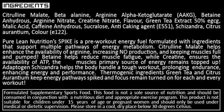 SPIKE Pre Workout Extreme Focus Energy Fuel 30 Serves Gym Caffeine Pumps Supps