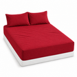 100% Egyptian Flannelette Cotton Queen Fitted Sheet Set & Pillow Cases in Deep Red