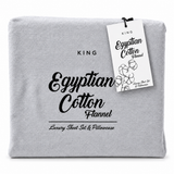 100% Egyptian Flannelette Cotton King Fitted Sheet Set & Pillow Cases in Plain Grey