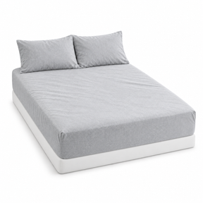 100% Egyptian Flannelette Cotton King Fitted Sheet Set & Pillow Cases in Plain Grey