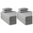 2x 100% Egyptian Flannelette Cotton Queen Fitted Sheet Set & Pillow Cases Pack - Plain Grey