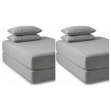2x 100% Egyptian Flannelette Cotton Queen Fitted Sheet Set & Pillow Cases Pack - Plain Grey