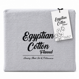 2x 100% Egyptian Flannelette Cotton Queen Fitted Sheet Set & Pillow Cases Pack - Plain Grey