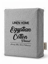 100% Egyptian Flannelette Cotton Queen Fitted Sheet Set & Pillow Cases - Plain Grey