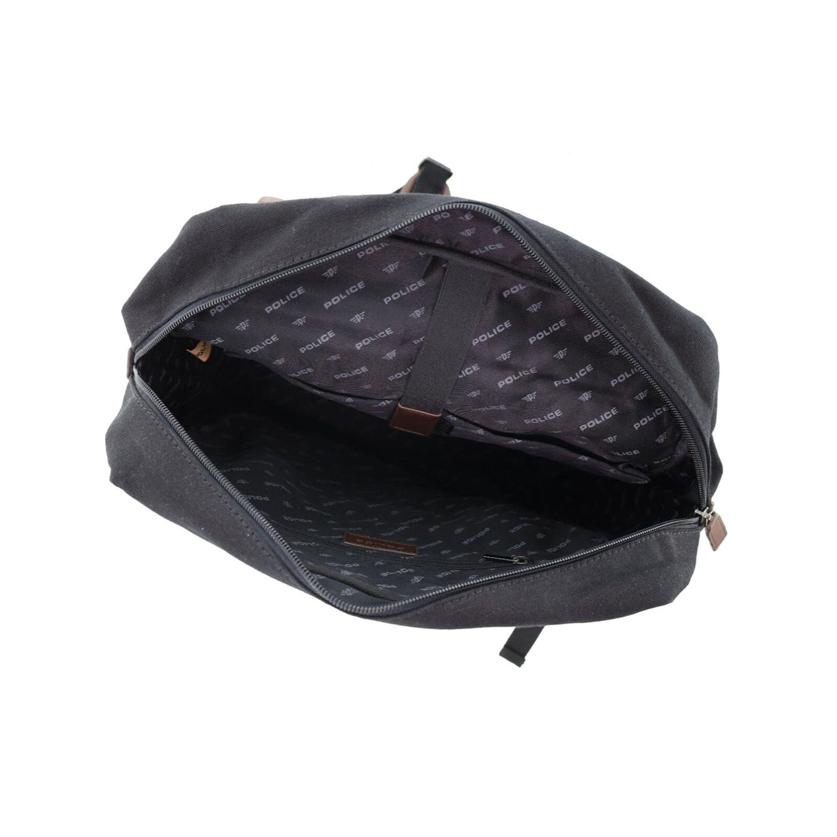 POLICE Messenger Backpack Bag with Laptop Computer Sleeve in Black
