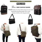POLICE Wings Canvas Mens Messenger Business Bag w/ Laptop Computer Section in Black