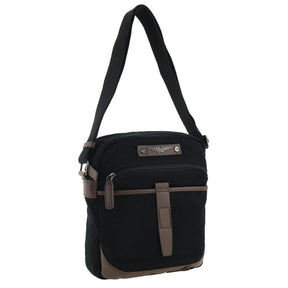 POLICE Wings Mens Canvas Crossbody Bag in Black
