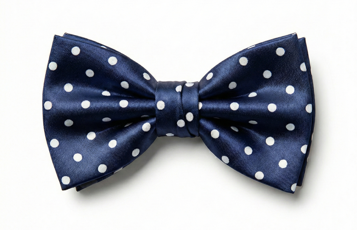 Formalaties Luxury Satin Polka Dot Bow Tie in Navy/White