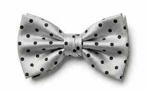 Formalaties Luxury Satin Polka Dot Bow Tie in Silver/Black