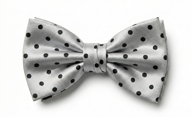 Formalaties Luxury Satin Polka Dot Bow Tie in Silver/Black
