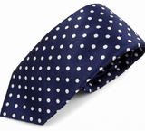Formalaties Polka Dot 7cm Satin Tie in Navy/White