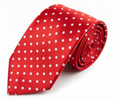 Formalaties Polka Dot 8cm Mens Satin Tie in Red/White