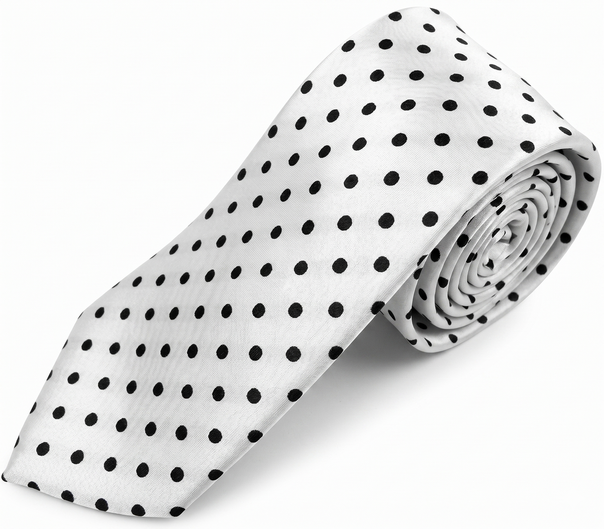 Formalaties Polka Dot 8cm Mens Satin Tie in Silver/Black