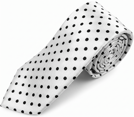 Formalaties Polka Dot 8cm Mens Satin Tie in Silver/Black