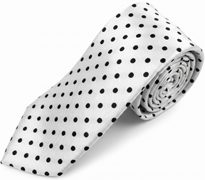 Formalaties Polka Dot 8cm Mens Satin Tie in Silver/Black