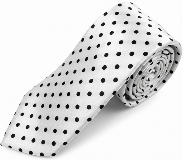 Formalaties Polka Dot 8cm Mens Satin Tie in Silver/Black