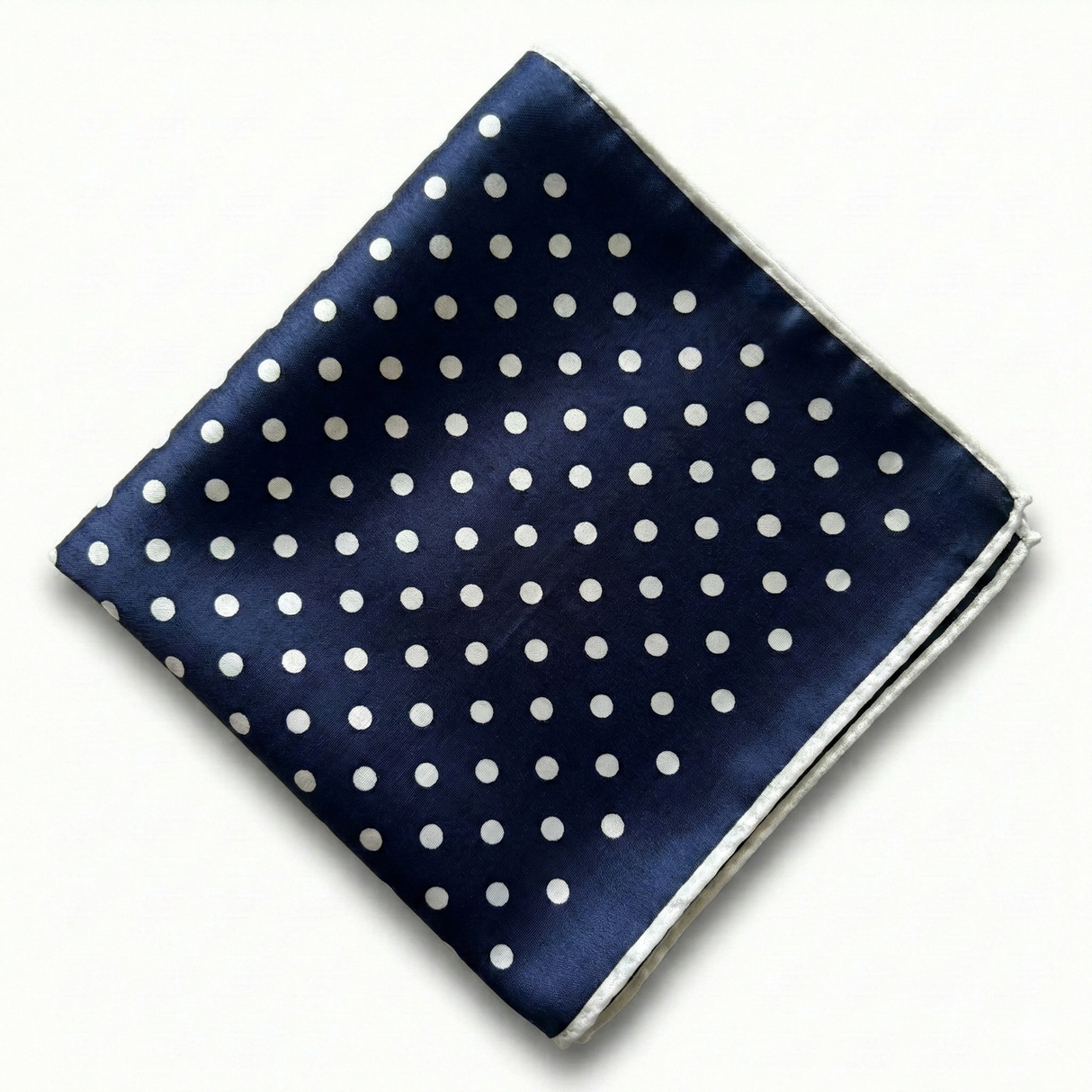 Formalaties Luxury Satin Navy/White Pocket Square (Polka Dot Handkerchief)