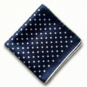 Formalaties Luxury Satin Navy/White Pocket Square (Polka Dot Handkerchief)