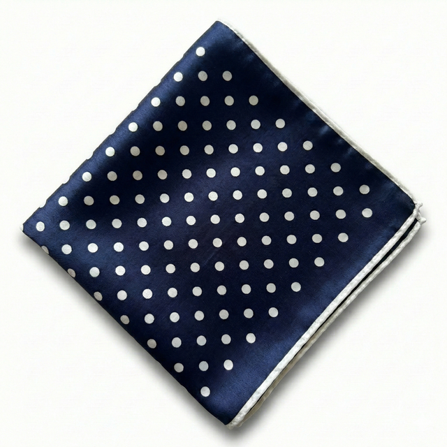 Formalaties Luxury Satin Navy/White Pocket Square (Polka Dot Handkerchief)