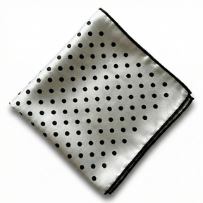 Formalaties Luxury Satin Silver/Black Pocket Square (Polka Dot Handkerchief)