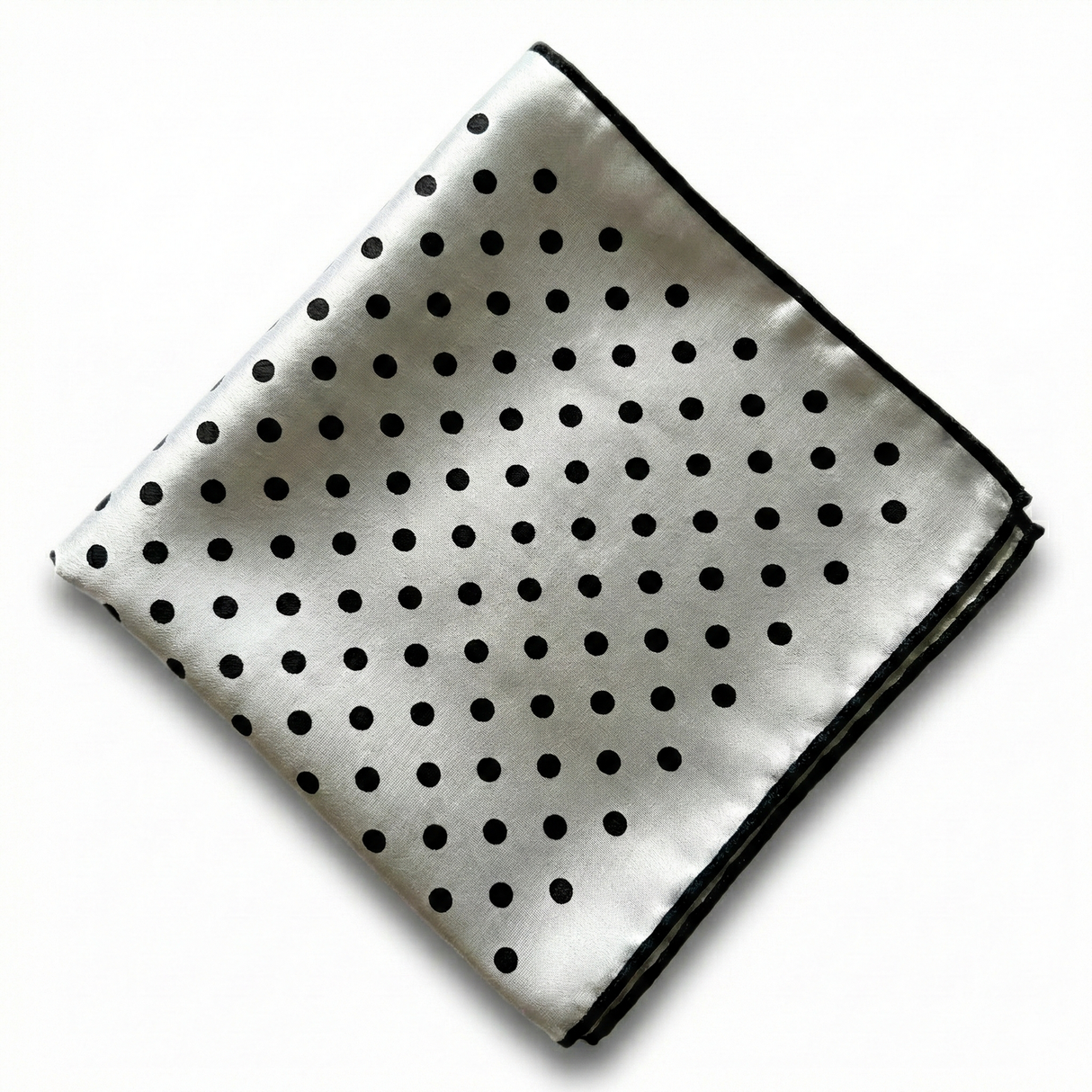 Formalaties Luxury Satin Polka Dot Hank Pocket Square & Bow Tie in Silver/Black