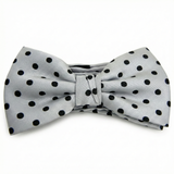 Formalaties Luxury Satin Polka Dot Hank Pocket Square & Bow Tie in Silver/Black