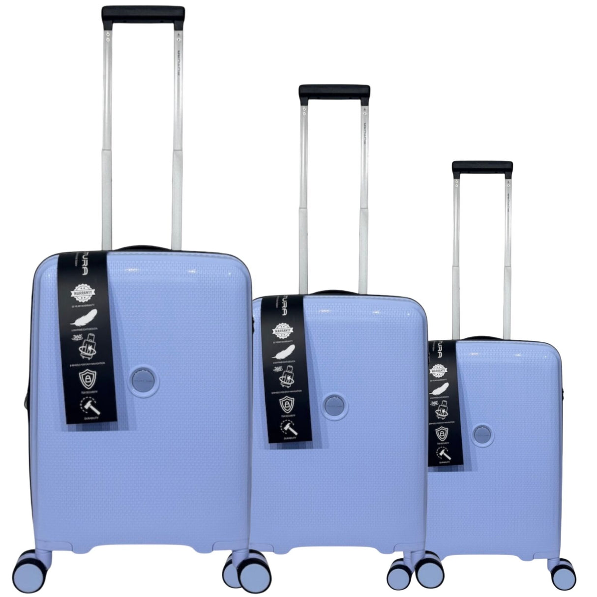 FUTURA Hardshell 3-Piece Luggage Bag Set Travel Suitcase w/ TSA Locks in Pastel Blue