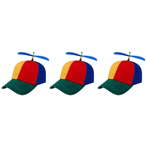 3x Propeller Helicopter Hat Pack - Clown/Jester Windmill Snap Cap (Fancy Dress Costume)