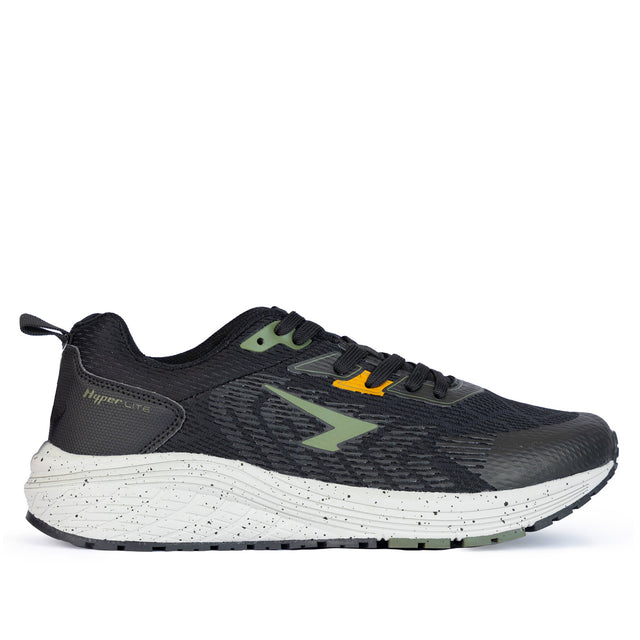 Sfida Prota Mens Lace Up Knit Runners - Black/Khaki (Running Shoes/Sneakers) - BLACK/KHAKI
