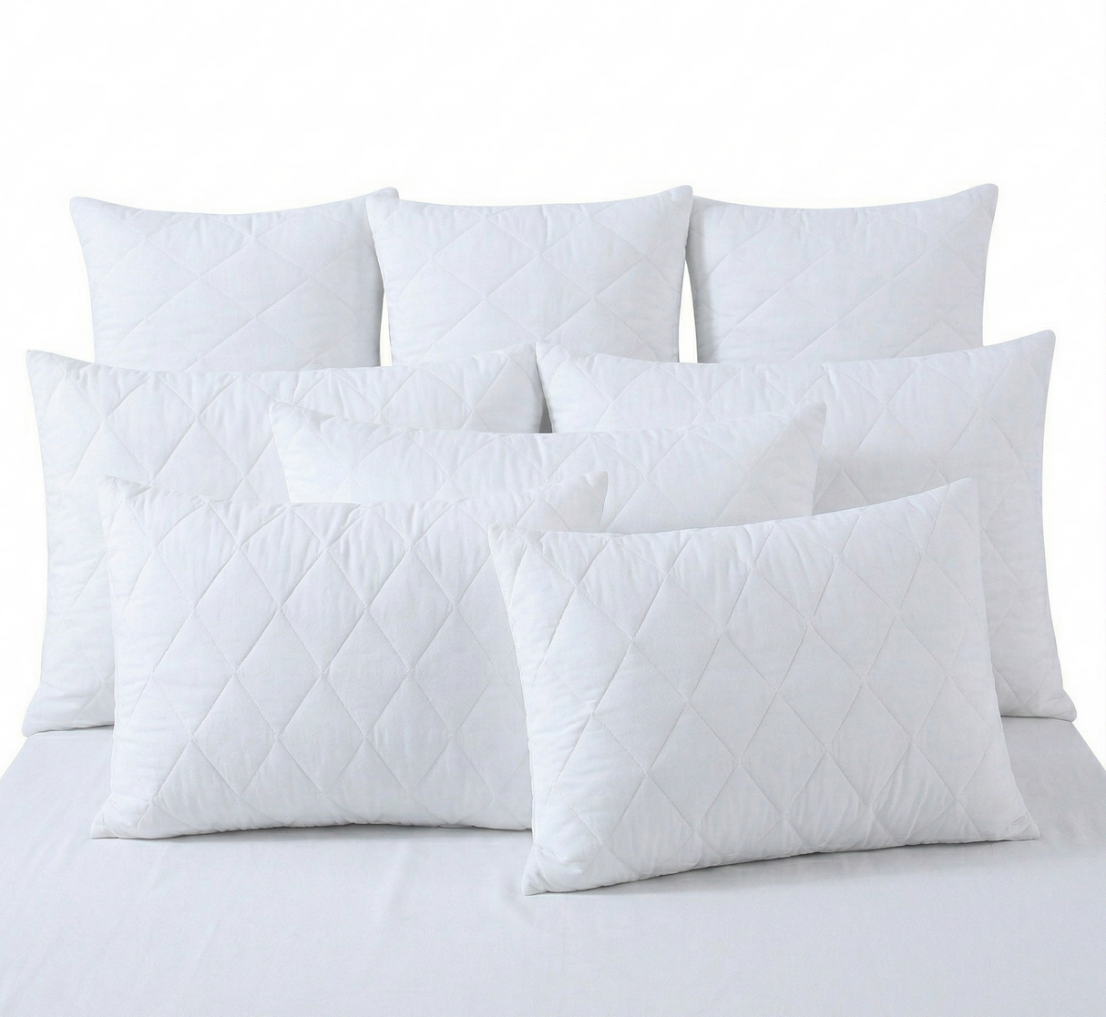 8x White Quilted Cotton Pillow Protector Bulk Pack - Breathable Slip Case - 48x74cm