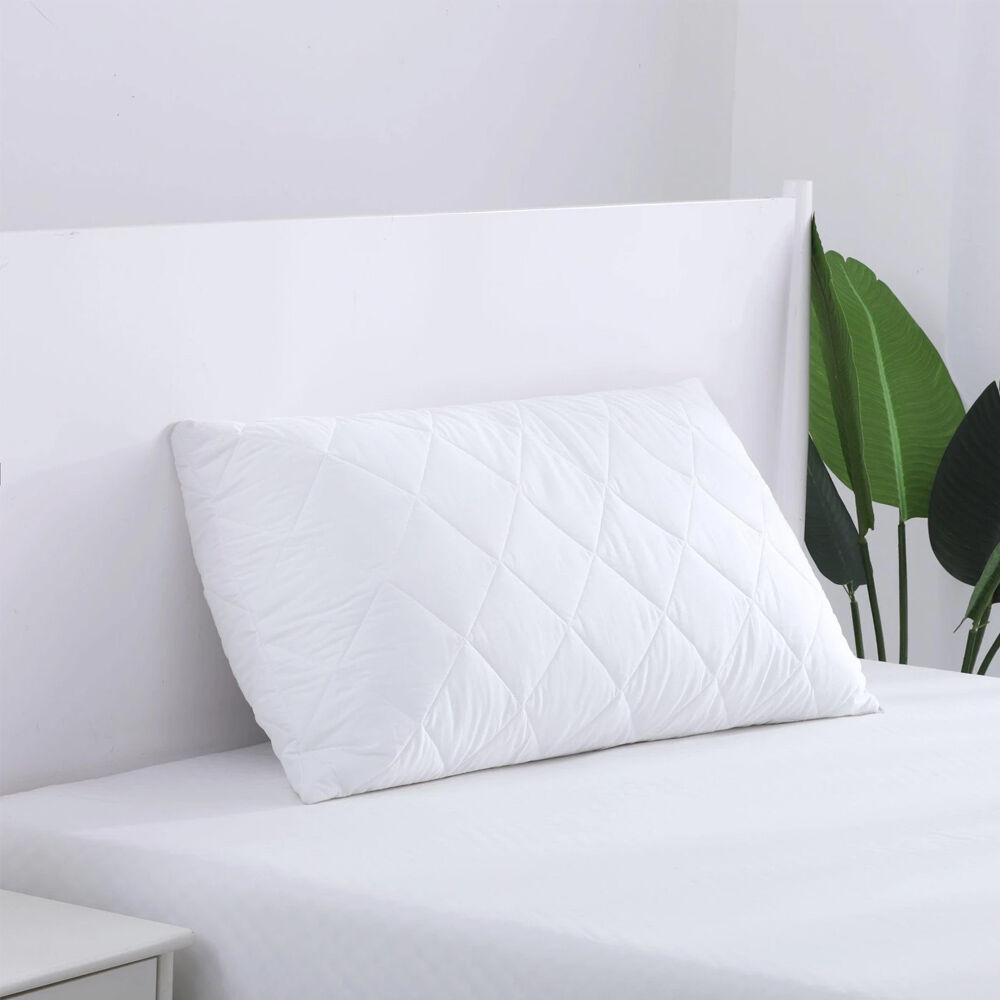 8x White Quilted Cotton Pillow Protector Bulk Pack - Breathable Slip Case - 48x74cm