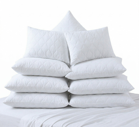 10x White Quilted Cotton Pillow Protector Bulk Pack - Breathable Slip Case - 48x74cm