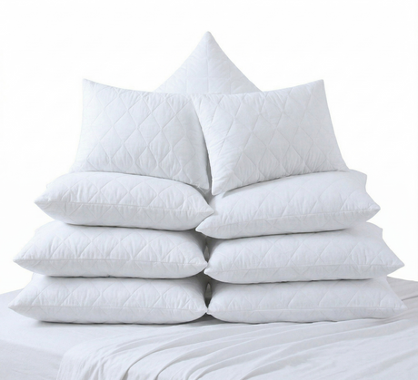 10x White Quilted Cotton Pillow Protector Bulk Pack - Breathable Slip Case - 48x74cm