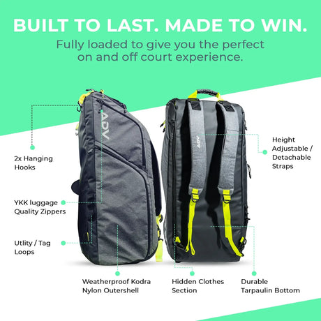 ADV Pro V3 Tennis Bag 6 Racquet Duffle in Volt Charcoal