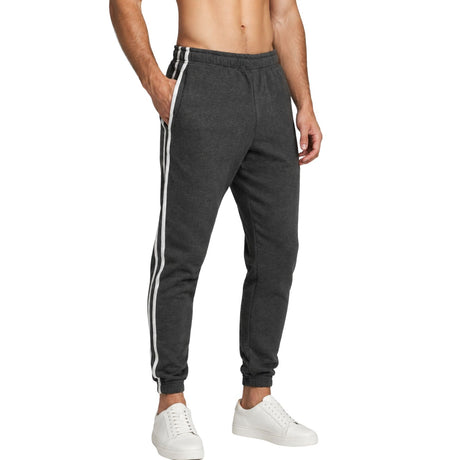 Pro West Mens Fleece Slim Fit Track Pants - Charcoal Marle (Skinny Gym Joggers)