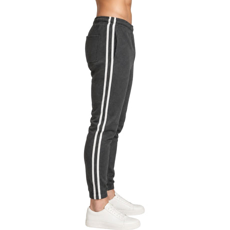 Pro West Mens Fleece Slim Fit Track Pants - Charcoal Marle (Skinny Gym Joggers)