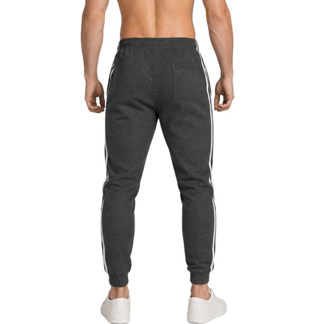 Pro West Mens Fleece Slim Fit Track Pants - Charcoal Marle (Skinny Gym Joggers)