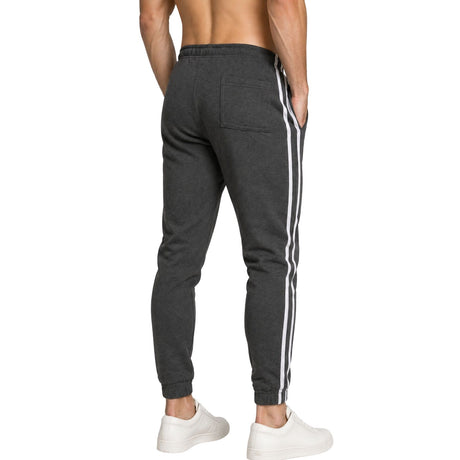 Pro West Mens Fleece Slim Fit Track Pants - Charcoal Marle (Skinny Gym Joggers)