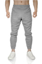 Pro West Mens Fleece Slim Fit Track Pants - Grey Marle (Skinny Gym Joggers)