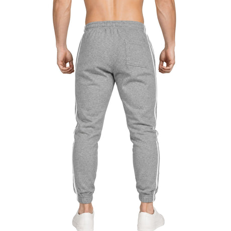 Pro West Mens Fleece Slim Fit Track Pants - Grey Marle (Skinny Gym Joggers)