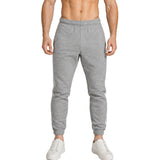 Pro West Mens Fleece Slim Fit Track Pants - Grey Marle (Skinny Gym Joggers)
