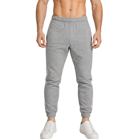 Pro West Mens Fleece Slim Fit Track Pants - Grey Marle (Skinny Gym Joggers)