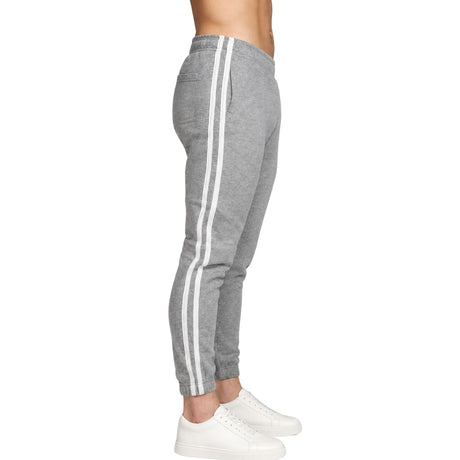 Pro West Mens Fleece Slim Fit Track Pants - Grey Marle (Skinny Gym Joggers)