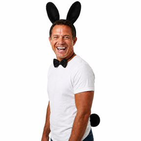 3pcs Black Rabbit Animal Set - Bow Tie, Tail & Ears (Book Week Costume & Halloween Fancy Dress)