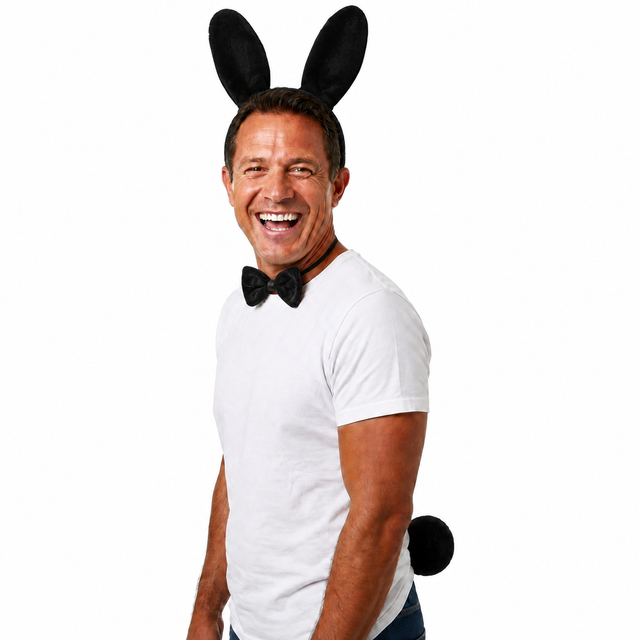 3pcs Black Rabbit Animal Set - Bow Tie, Tail & Ears (Book Week Costume & Halloween Fancy Dress)