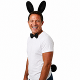 3pcs Black Rabbit Animal Set - Bow Tie, Tail & Ears (Book Week Costume & Halloween Fancy Dress)