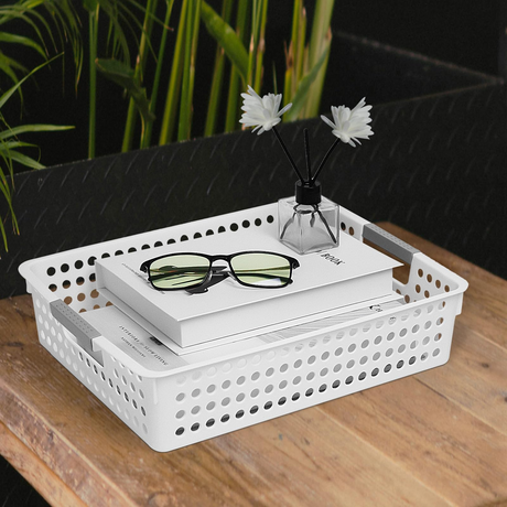 36x Premium Plastic Storage Basket Bulk w/ Grip Handles 30*21.5*8.5cm